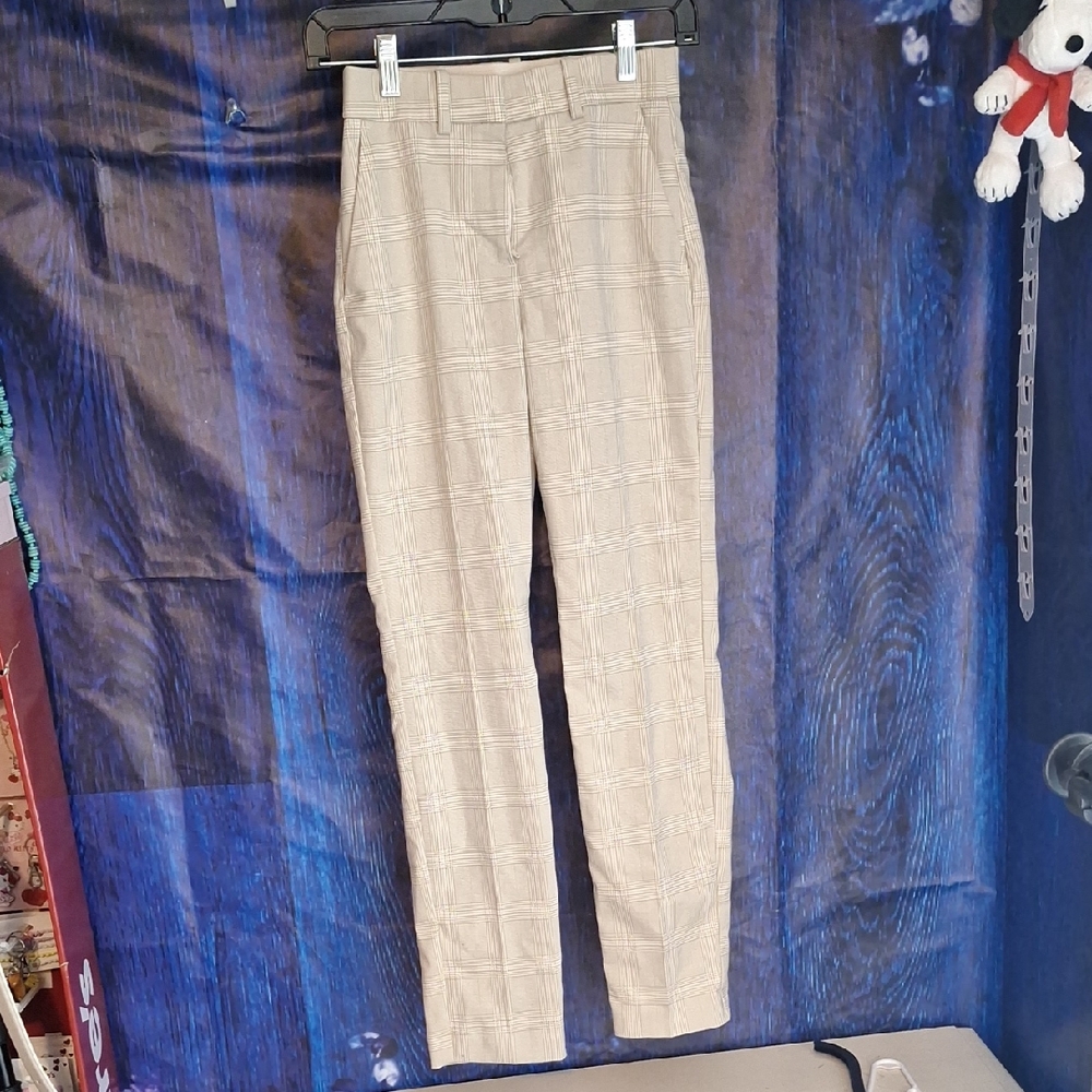 H&M  skinny  plaid dress pant